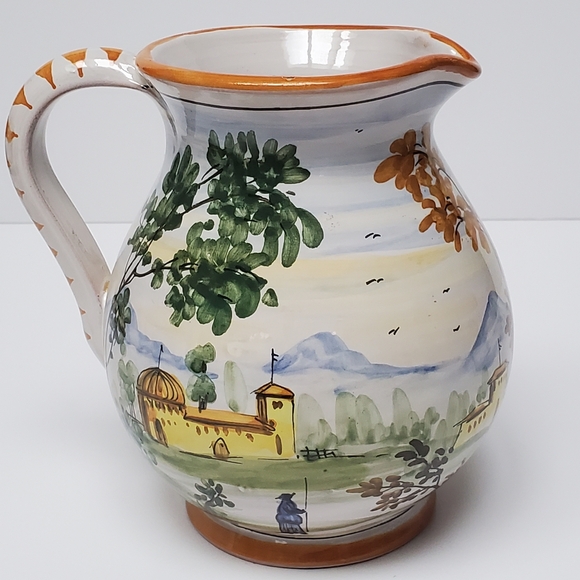 Italian Pottery Pitcher Handpainted Signed Made in Italy - Picture 4 of 10